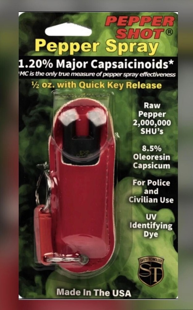 RED RAW Pepper Spray Dye Keychain Keyring Self Defense Protection Women USA MADE