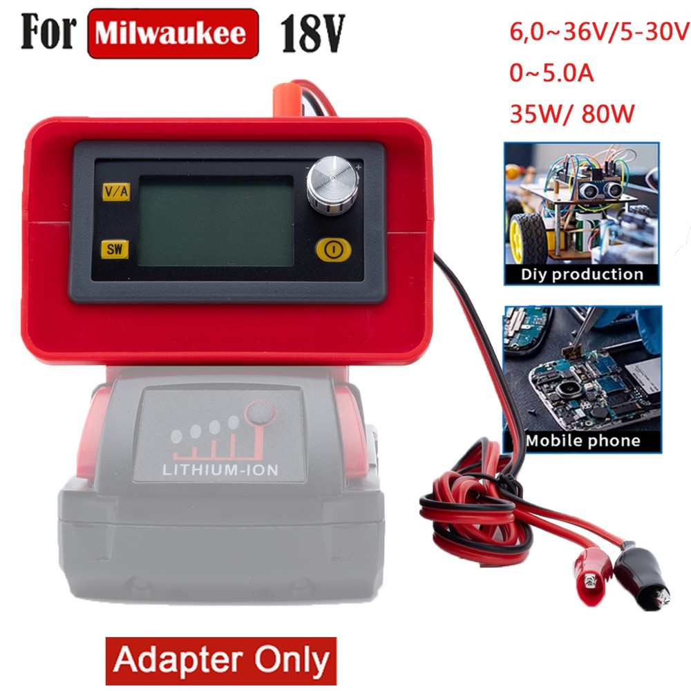 Adjustable Voltage Portable DC Power Supply for Milwaukee 18V Battery 0-30V 0-5A