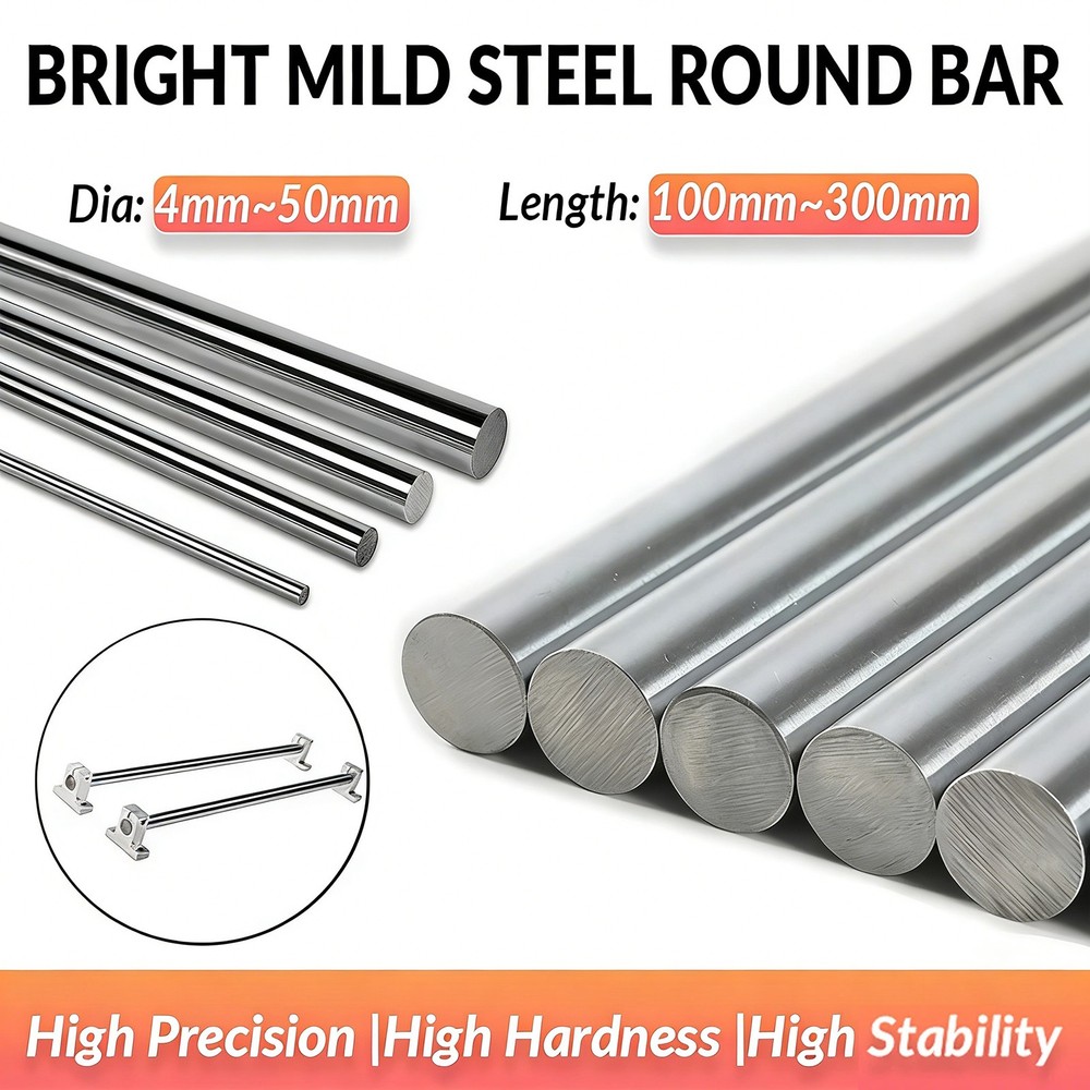 Bright Mild Steel Ø4 – Ø50mm Solid Metal Rod Round Bar – Various Lengths
