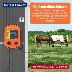 Electric Fence Charger PE2 0.10 Joule, 2-Mile/ 8 Acres Plug in Electric Fence Ch