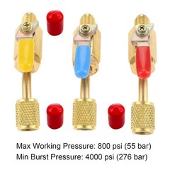 3PCS Brass Air Conditioning Shut Valve Accessories Part For AC Charging Hoses