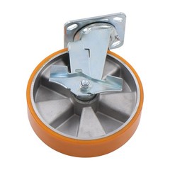 4 Pcs Industrial Casters 8″ Caster Wheel With Brake 6000lbs Orange Aluminum Core