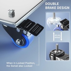 Heavy Duty 2″ Caster Wheels Set of 4 with Locking, Smooth Quiet Rolling for Furn