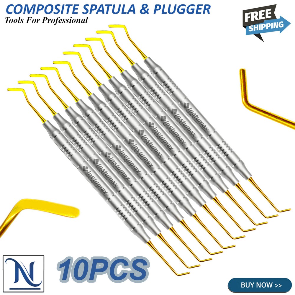 Dental Composite Filling Instruments Spatula & Plugger Titanium Gold Tips