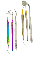 Premium German 3 Instruments Basic Dental Set Mirror Explorer College Plier Holo