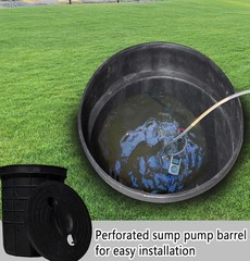Heavy Duty Sump Basin with Lid,Perforated Sump Pump Bucket 13 x 11.4 x 15 Inch