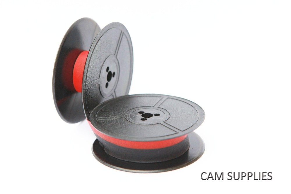 TYPEWRITER RIBBON FITS ALL OLIVETTI LETTERA MACHINES BLACK/BLACK/RED TWIN SPOOL