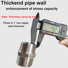 4 Pack 3/4″ NPT Stainless Steel Hex Nipple Pipe Fittings 304 MNPT Connectors