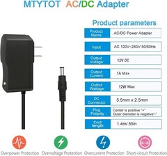 Universal 12V 1A Power Supply Adapter – AC/DC 100-240V Input, Short-Circuit Safe