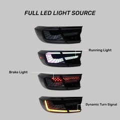 Multicolor LED Tail Light Fit for Honda Accord 10th Gen 2018-2022, 1 Pair Smo…