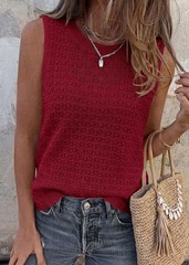 Kirundo Crochet Tops For Women 2026 Spring Summer Sleeveless Sweater Vest Tank