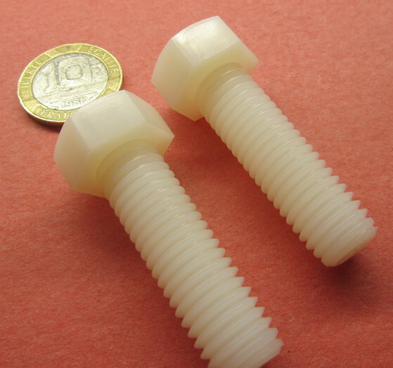 Tap Bolt, FT, Nylon, Metric, Natural M12x 1.75 x 40 mm Length, 10 pc