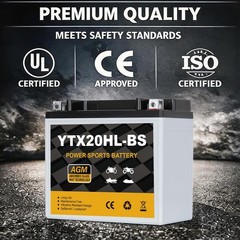 YTX20HL-BS Motorcycle Battery 12V 18Ah 310CCA, Maintenance Free Sealed AGM Po…