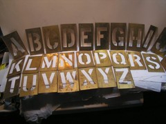 Vintage CH Hanson 45 Brass Stencils 4” Letters Numbers +Punctuation with OLD Box