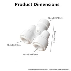 Water Line Splitter Y Type 3/8 inch Quick Connect Push to Connect Plastic 5 Pack