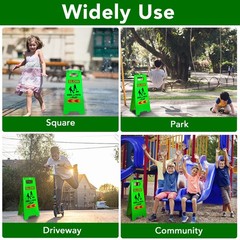24 Inches Kids Playing Sign 4PACK Green Children at Play Safety Reflective