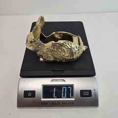 Heavyweight Bunny Tape Dispenser Gold Tone Cast Metal