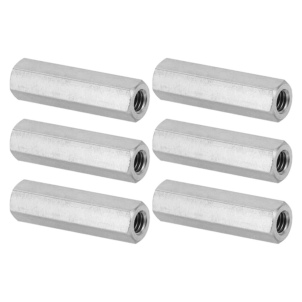 6Set M5 x 0.8 Pitch 30mm Length Stainless Steel Coarse Hex Coupling Nut