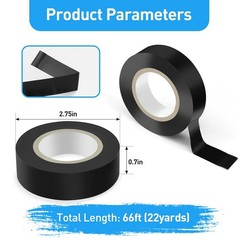 4 Pack 0.75In X 66Ft Black Electrical Tape 600V Insulation Wire Tape, Waterproof