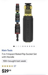 Klein Tools 32900 7-in-1 Impact Rated Flip Socket Set, 1/4-1/2in w/ Handle