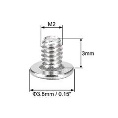 50pcs M2x3mm Phillips Screw for PC Fastener Silver Tone 3.8mm Dia Screw Head