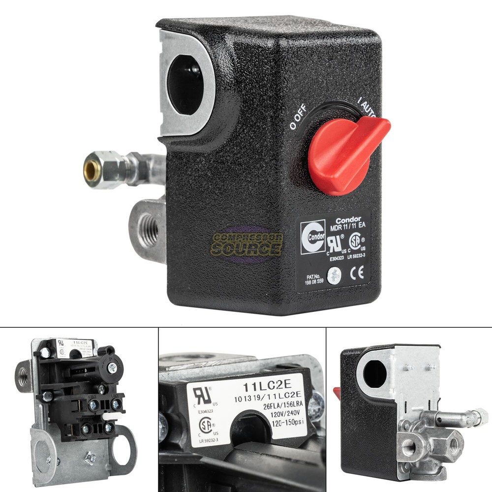 Condor 11LC2E Pressure Switch Control Valve 120-150PSI 4 Port 1/4″ FNPT MDR11/11