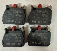 Lot of 4 each Schneider ZBE-102 and PILNCCB Contact Blocks