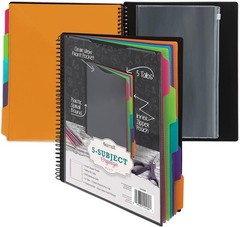 Spiral Folder Organizer – 5 Dividers & 10 Pockets with Zipper Pouch, Multi