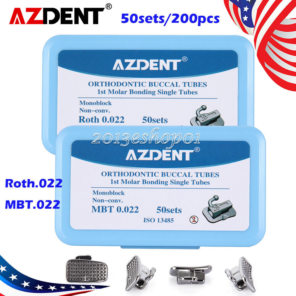 50Sets Dental Orthodontic Sgl Buccal Tubes MBT&ROTH 022 1st Molar Monoblock