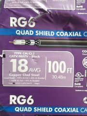 Southwire 56918443 100 ft. RG6 Quad Shield Black CM Coaxial Cable Lot Of 2