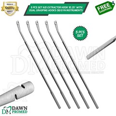 5 Pcs Set IUD Extractor Hook 10.25″ Dual Grasping Hooks OB/GYN Inst German Grade