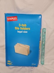 Staples Legal Size 3-Tab Manila 100 Count File Folders New 3 tab box of 100
