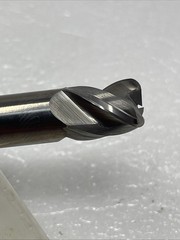 1/2” Hanita Carbide End Mill, 3 Flute, Extra Length, 6” OAL, .090” Radius, Neck