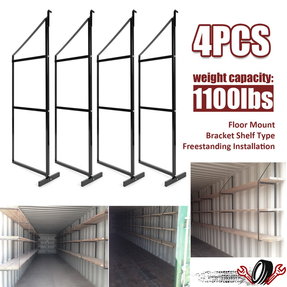 Shipping Container Shelving Shelf Bracket Black Steel Universal Pack of 4