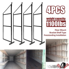 Shipping Container Shelving Shelf Bracket Black Steel Universal Pack of 4