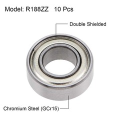 R188ZZ Deep Groove Ball Bearings Z2 1/4 Inch x 1/2 Inch x 3/16 Inch Double Sh…