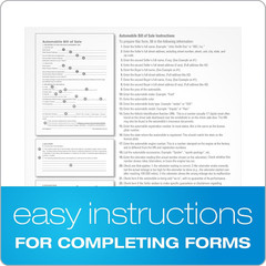 Bill of Sale Forms Pack, Includes 2 Motor Vehicle and 2 General Bills of Sale, 8