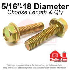 5/16-18 Grade 5 Serrated Hex Flange Screws Bolts Zinc Yellow (Pick Length & Qty)