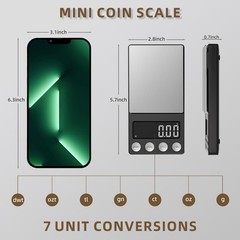 digital Coin Scale, Gram Scale 0.01g Accuracy for Coin Collectors, Bank Tell