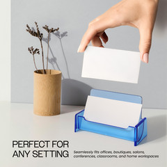 HQ Acrylic Plastic Business Name Card Holder Display Stand (CLEAR BLUE)