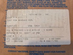 Tyco TMS-SCE-1/2-2.0-9, 5061850001, 250 Count Roll, Unopened (NOS) SEE PICS