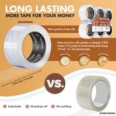 Industrial Grade Clear Packing Tape 12 Rolls – 110 Yards per Roll – 2″ Wide x…