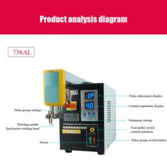 738AL Welding Machine Electric Pulse Spot Welder Battery Handheld Soldering Kit