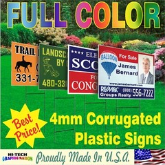 36 x 24 Yard Signs – Custom Corrugated – Full Color – 2 Sided – Stakes Optional