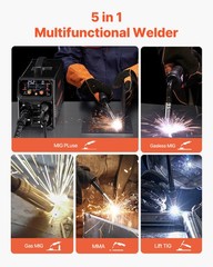 VEVOR Pro MIG Welder 200A Pluse Mig Welding Machine 5-in-1 Synergic Welder