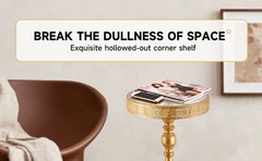 -Golden Tempered Glass Metal Coffee Table Creative Side Corner
