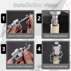 Integrated Pipe Threading Tool, 1/2“ And 3/4” Drill Compatible Dual-Function Pvc