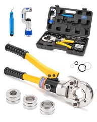 Hydraulic Copper Tube Fittings Crimping Tool Kit for PEX Pipe, 1/2″-1″ Press Pli