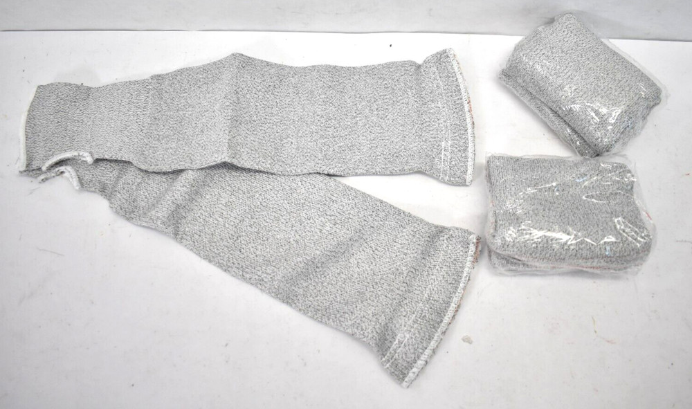 Lot of 3 Cut Resistant Sleeves 18″ L w Thumb Hole Gray/White w Orange Lining