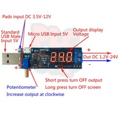DC-DC 5V to 1.2V-24V USB Step UP/Down Power Supply Adjustable Module Converter M